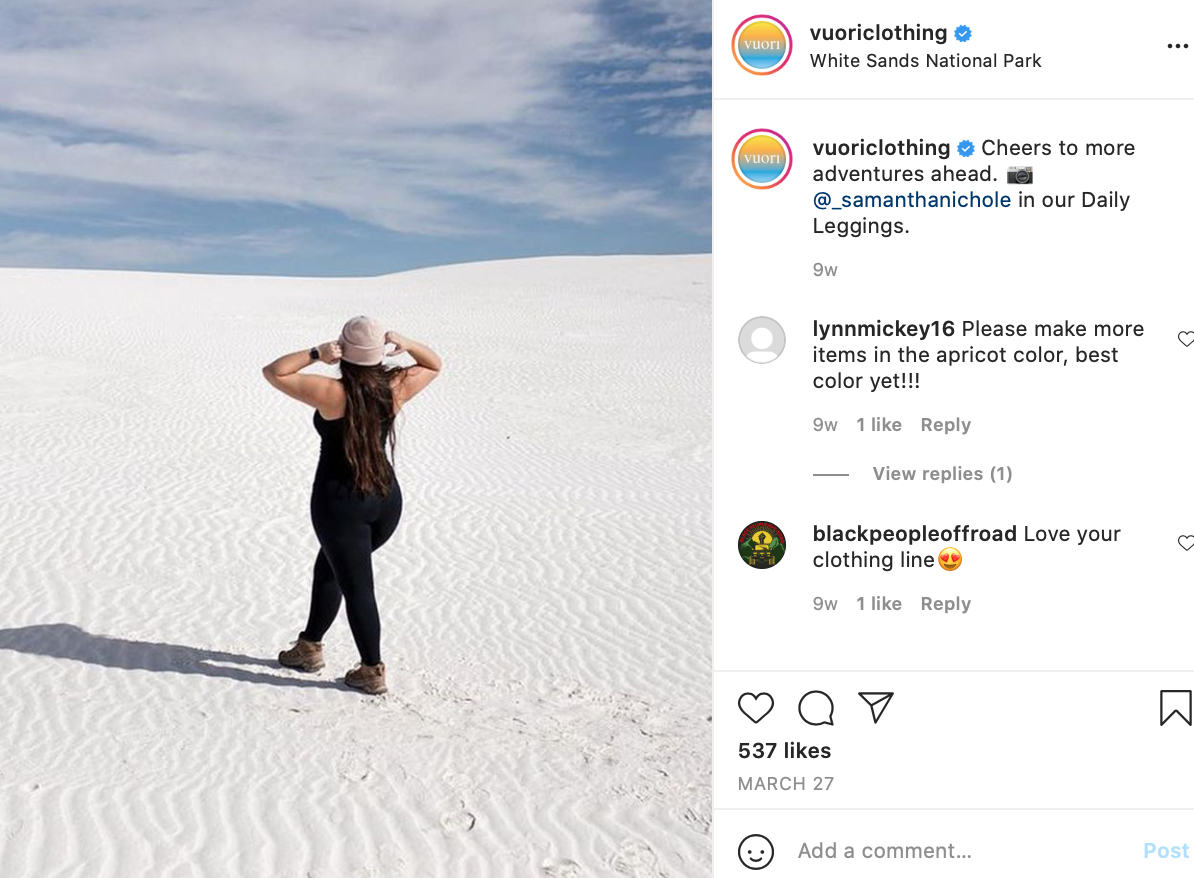 Instagram post featuring UGC