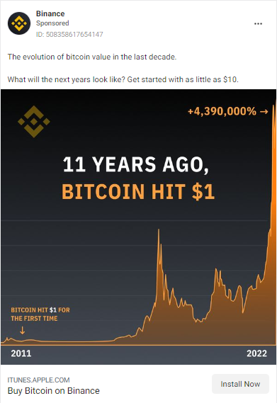 Instagram ad example from Binance