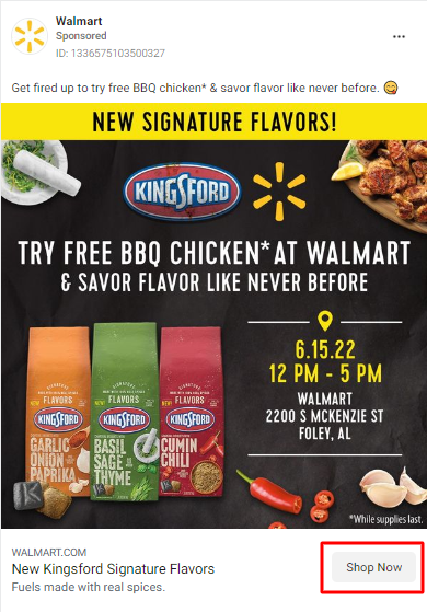 Instagam ad example from Walmart