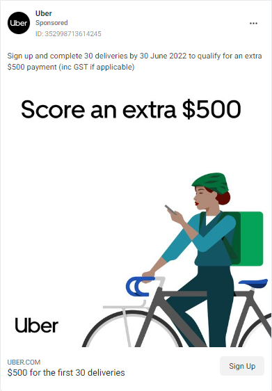 Instagram sponsored post example from uber