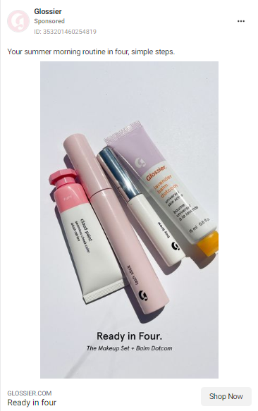 Instagram sponsored post example from makeup brand Glossier